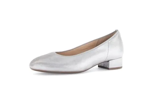 Gabor Damen Klassische Pumps in Silber, Absatzschuhe für jeden Anlass - Elegante Damen Pumps in Silber mit 3 cm Blockabsatz. Ideal für Büro und Freizeit. Aus hochwertigem Textil und Leder gefertigt, bieten sie Komfort und Stil für jeden Schritt.