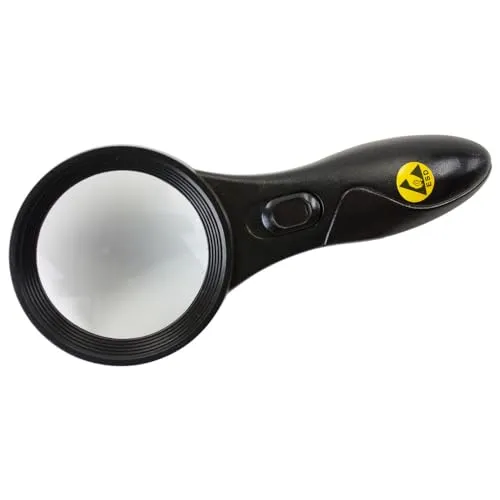 WETEC ESD-Handlupe mit LED-Beleuchtung WE-1080 - Leselupen, handlich und leicht, mit 225% Vergrößerung und integrierter LED-Beleuchtung für präzises Arbeiten
