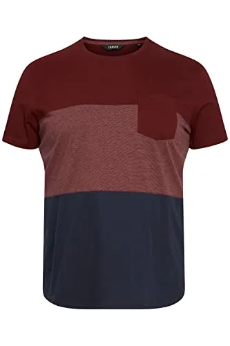 !Solid SDMingo BT Herren Big & Tall T-Shirt Kurzarm Shirt mit Streifen mit Rundhalsausschnitt, Größe:5XL, Farbe:Wine RED (790985)