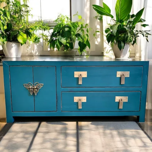 Orientalische Vintage Möbel Asia TV Kommode in blau von Opium Outlet