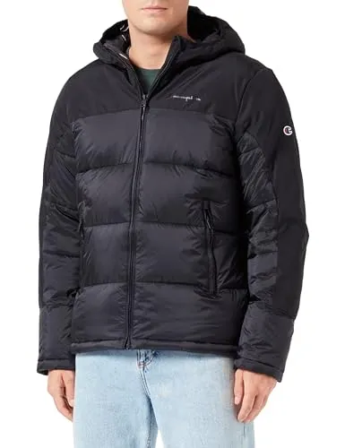 Champion Herren Legacy Outdoor Colorblock Hooded Gepolsterte Jacke, Nero, XL