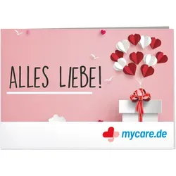 mycare.de Gutschein zum Ausdrucken - ALLES LIEBE - Sportnahrung Gutschein für Gesundheit und Wohlbefinden, ideal zum Verschenken. Beachten Sie die Bestellzeiten für eine reibungslose Einlösung!