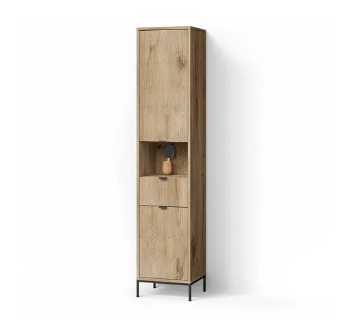 Livinity® Hochschrank ATERNO, Viking Oak - Stilvoller Stauraum für Ihr Bad - Hochschrank in Viking Oak, 40 x 190 cm, mit Tür und Schublade. Ideal für platzsparenden Stauraum im Badezimmer.