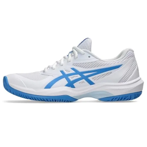 Asics Game FF Clay Tennisschuhe Damen, Weiß/Silber, Größe 39 (7,5) - Leichter und flexibler Tennisschuh für alle Platzarten. Optimaler Halt und verbesserte Ventilation durch offenes Mesh-Design. Ideal für dynamische Bewegungen auf dem Platz.