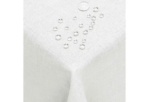 DecoHomeTextil Leinen Optik Tischdecke, Quadratisch 90 x 90 cm Weiß, wasserabweisend, fleckenabweisend, abwaschbar, Lotuseffekt, bügelfrei