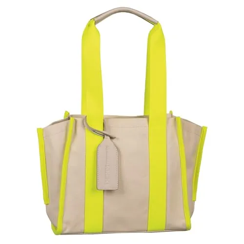 TOM TAILOR Denim Alani Damen Shopper Umhängetasche - Damen-Shopper mit praktischem Reißverschluss, vielseitig als Hobo Bag nutzbar und in lässigem Baumwoll-Canvas mit neonfarbigen Akzenten.