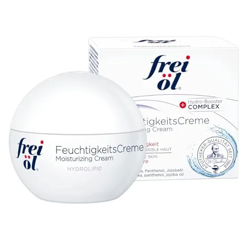 frei öl Hydrolipid FeuchtigkeitsCreme für 48h Feuchtigkeit, Gesichtscreme mit Aloe vera, Urea, Jojoba- Borretschöl für intensive Feuchtigkeit, vegan, 50 ml