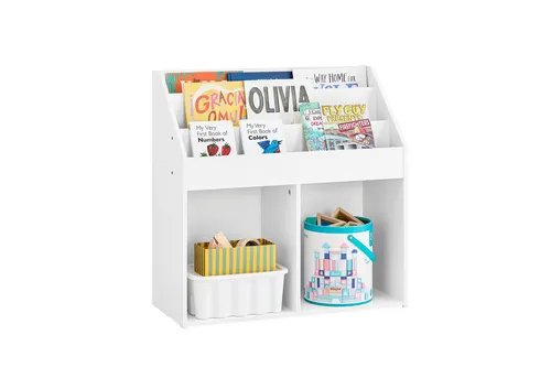 SoBuy Bücherregal KMB01 - Kinderregal mit 3 Ablagefächern - Bücherregal für Kinder, aus MDF in Weiß/Natur, bietet viel Stauraum und ist bis 60kg belastbar - ideal für das Kinderzimmer.