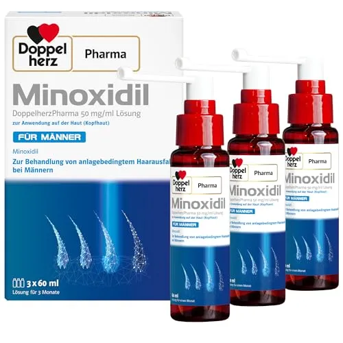 Minoxidil DoppelherzPharma 50mg/ml (5%) Lösung für die Kopfhaut – Effektive Behandlung gegen Haarausfall (3x 60ml)
