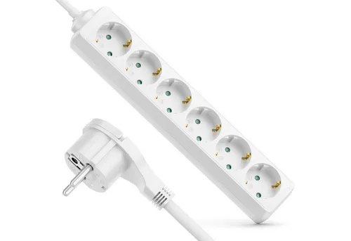 deleyCON deleyCON 6 Fach Steckdosenleiste mit Flachstecker Stromleiste 1,4m Steckdosenleiste