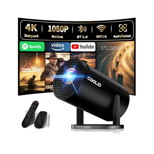 Coolid Mini Beamer 4K mit WiFi 6 und Bluetooth 5.4