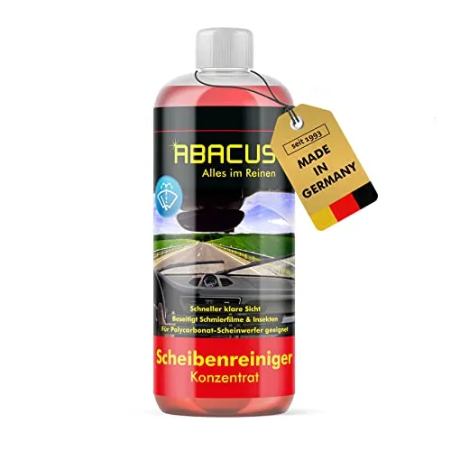 ABACUS® Reiniger Scheibenwaschanlagen, Scheibenreiniger Konzentrat Sommer, Scheibenwaschanlagen Konzentrat, Scheibenwischanlage Reiniger, Scheibenreiniger Sommer – Scheibenreiniger Konzentrat 1000 ml