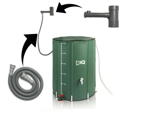 4iQ Faltbarer Garten Regenwassertank 500 L mit Regenwasserauffangsystem