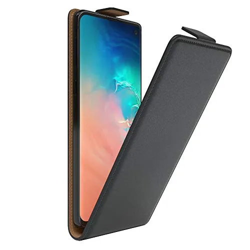 EAZY CASE Hülle kompatibel mit Samsung Galaxy S10 Flip Cover zum Aufklappen, Handyhülle aufklappbar, Schutzhülle, Flipcover, Flipcase, Flipstyle Case vertikal klappbar, aus Kunstleder, Schwarz