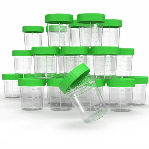 Horn Medical 125ml Urinbecher / Probenbecher - 25 Stück mit Schraubdeckel