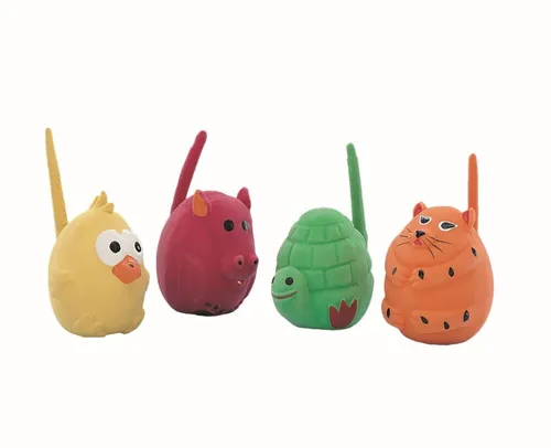 Nobby Spielzeug Schildkröte, Kuh, Katze, Vogel - 6 cm Latex Hundespielzeug, umweltfreundlich und langlebig für stundenlangen Spielspaß