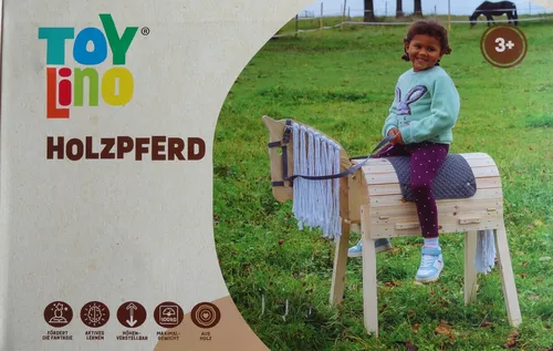 Toylino Toy Lino Holzpferd Voltigiere mit Halfter und Zügel