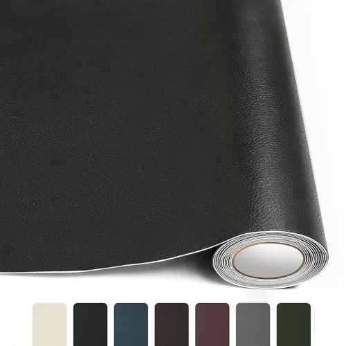 CHEIGHY Selbstklebende Lederflicken Premium Selbstklebender Leder Reparatur Patch Leder Flicken Kit Für Couch Sofa Risse Verbrennungen Autositze Zubehör (Schwarz, 44 x 200 cm)