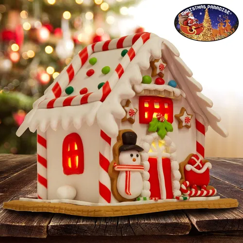 Lebkuchenhaus mit LED 13 cm – Weihnachtsdeko im leuchtenden Design - Traditionelles Deko Haus im Lebkuchenstil, ideal für die festliche Weihnachtszeit. Mit LED-Beleuchtung für stimmungsvolle Akzente in jedem Raum.