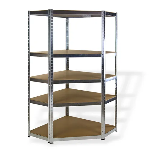 Eckregal DER875 - Schwerlastregal mit 5 Böden für 875 kg - Küche Aufbewahrung & Organisation, robustes Stahlregal mit einfachem Aufbau und hoher Tragkraft von 875 kg, ideal für Keller oder Werkstatt.