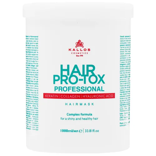 Kallos Pro-Tox Haarmaske 1000 ml, Kollagen & Hyaluron für trockenes Haar