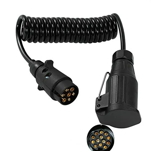 JVJ Anhänger Adapter 7 auf 13 polig - Universalzubehör für Anhängerkupplungen, 2m Verlängerungskabel für zuverlässige 12V-Signalübertragung zwischen Fahrzeug und Anhänger, ideal für Wohnwagen und Wohnmobile.
