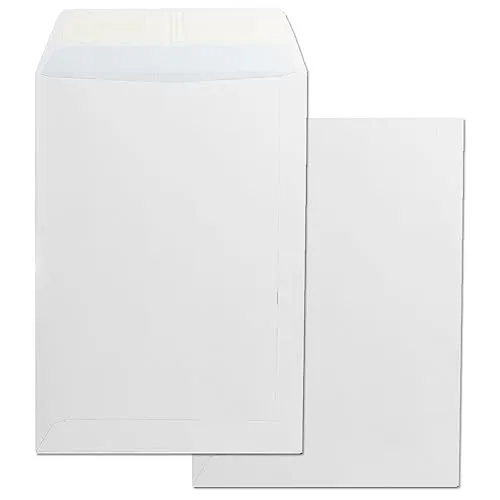 Papierumschläge, weißes Umschlag, DIN 229 x 324 mm, weißer Umschlag aus Papier mit Verschluss aus Silikon für Dokumente, Versand oder Lagerung · m-office (25 Stück, 229 x 324 mm)