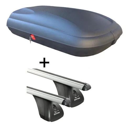 Dachbox BA320L carbonlook + Alu Dachträger für Opel Corsa E - Gepäckträger mit modernem Carbonlook und Aluminium-Träger, ideal für zusätzlichen Stauraum auf Reisen mit dem Opel Corsa E.
