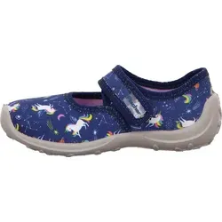 Fischer Markenschuhe Hausschuhe in Blau, Gr. 29 - Hausschuhe für Mädchen mit coolem Einhorn-Muster, rutschfester Laufsohle und praktischem Klettverschluss für besten Halt und optimale Passform.