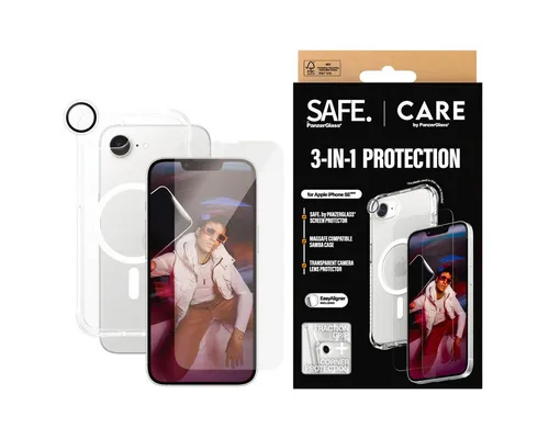 PANZERGLASS CARE BY FASHION 3-IN-1 BUNDLE für iPhone 16E (2025) - Apple iPhone Zubehör mit umfassendem Schutz: Inklusive Ultra-Wide Fit Screen Protector, Kameraschutz und stylishem Samba Case mit MagSafe.