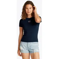 Tommy Jeans Damen T-Shirt Essential Logo Tee Slim Fit - Blau (Dark Night Navy), M - T-Shirts für Damen, aus 70% regenerativer Baumwolle, ideal für lässige Looks mit zeitlosem Design und bequemer Passform.