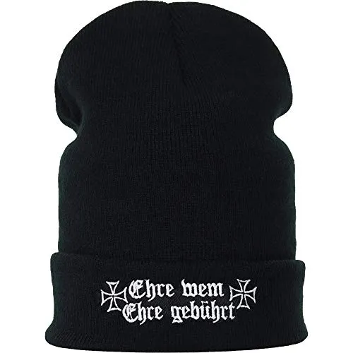 EXPRESS-STICKEREI Haube mit Spruch Ehre WEM Ehre gebürt - Beanie für Damen und Herren - Warme Wintermütze mit Spruch - Lustige Strickmütze - Unisex Wollmütze