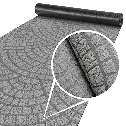 Produktbild ANRO Teppich Läufer Küchenläufer Küchenteppich Läufer Flur Teppich Velours rutschfest waschbar für Flur, Schlafzimmer, Wohnzimmer, Küche Davis Grau 50 x 100cm