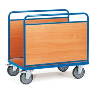 Fetra Transportwagen Längswandwagen 2543 - MultiVario-Transporter mit 600 kg Tragkraft, ideal für schwere Lasten. Robuste Holzwerkstoffplatte und TPE-Rollen für müheloses Manövrieren. Made in Germany für höchste Qualität!