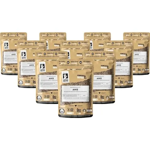 Bremer Gewürzhandel Anis, ganz, hoch aromatisch, 10 x 100g - Entdecken Sie den intensiven Geschmack der ganzen Anis-Samen. Ideal zum Verfeinern von Backwaren und Gerichten – für ein unverwechselbares Aroma. 100% natürliche Rohstoffe ohne Zusätze.
