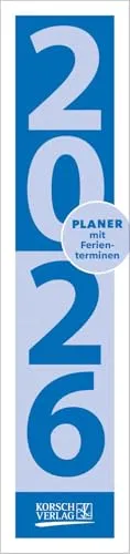 Streifenplaner Compact Blau 2026: Wandplaner und Bürokalender als praktische Monatsübersicht I Streifenkalender schmal: 11,8 x 50 cm