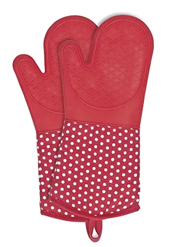 WENKO Topfhandschuhe Modell Silikon, (Set, 2-tlg), Ofen- und Grillhandschuhe, Hitzeschutz, Baumwollinnenseite, 1 Paar