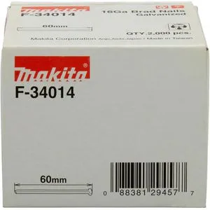 Makita Tackernägel F-34014, Typ 16GA, 60 mm verzinkte Stauchkopfnägel, 2000 Stück
