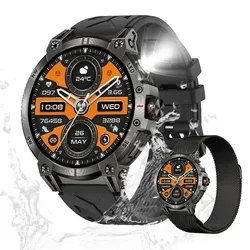 Valdus Herren Smartwatch 1,8 Zoll Robust Fitness-Tracker mit Telefonfunktion, Bluetooth-Anruf, Herzfrequenz, Android/iOS, Luxus Armbanduhr – Schwarz - Schwarz