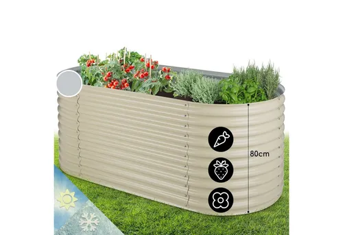 blumfeldt Hochbeet aus Metall, Wetterfestes Oval 200x80 cm - Hochbeet-Kit aus rostfreiem Stahlblech, ideal für Balkon und Garten, bietet optimalen Schneckenschutz und Rückenschonendes Gärtnern.