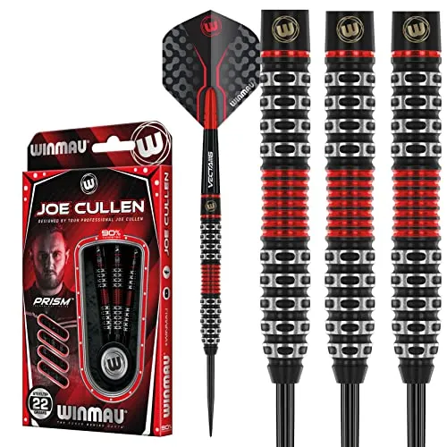WINMAU Joe Cullen Special Edition Dartpfeile 22g - Steel-Dartpfeile Set mit 90% Wolfram, inklusive Vecta Schäfte und Prism Zeta Flights. Perfekt für präzises Wurfverhalten und beeindruckendes Design.