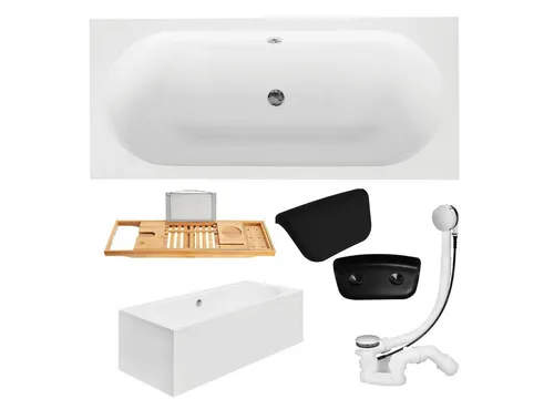 Badewanne Rechteck 160x75 mit Schürze und Ablage - Moderne rechteckige Badewanne aus hochwertigem Acryl mit rutschsicherem Boden und schneller Reinigung. Ideal für entspannende Momente im Badezimmer. CE-zertifiziert und mit 10 Jahren Herstellergarantie.