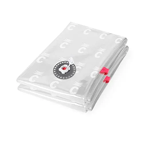 Compactor - 2er Set Vakuumbeutel 90x55 cm - Unter Vakuum Kleidung, Bettdecken und Kissen aufbewahren - Wiederverwendbar - Kompatibel mit Staubsauger - Platzsparende Aufbewahrung