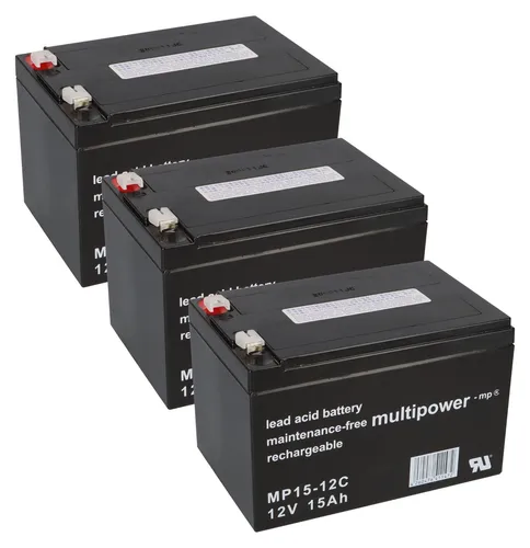Multipower 3x 12V 15Ah Akku Batterie für Anaconda Miniquad und ATV