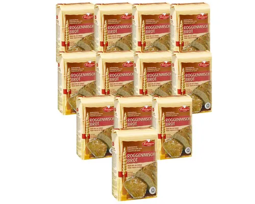 BIELMEIER 12 KG KÜCHENMEISTER Roggenmischbrot Backmischung - Praktische 12 x 1 kg Packungen für die einfache Zubereitung im Brotbackautomaten. Ideal für frisches Brot zu Hause. Kann Spuren von Sesam, Süßlupine, Soja, Laktose & Ei enthalten.