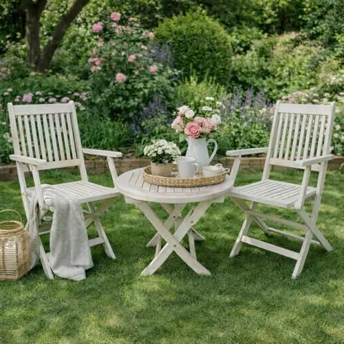 ESTEXO Sitzgruppe Bistro Set aus Akazie – Klappstuhl & Tisch
