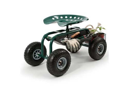Sekey Kniebank Rollsitz Garten 360° drehbar mit Luftreifen - Praktischer Gartenhocker für komfortables Arbeiten im Beet oder Gewächshaus. Mit 360° Drehfunktion und bis zu 180 kg belastbar – für rückenschonendes Gärtnern und hohe Mobilität.