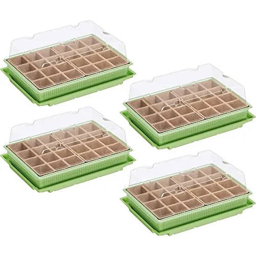 WELLGRO Mini Gewächshaus für Balkon & Garten für 24 Pflanzen – kleines Gewächshaus aus Kunststoff – Mini Treibhaus für Pflanzen, Kräuter & Anzucht, Stückzahl:4 Stück