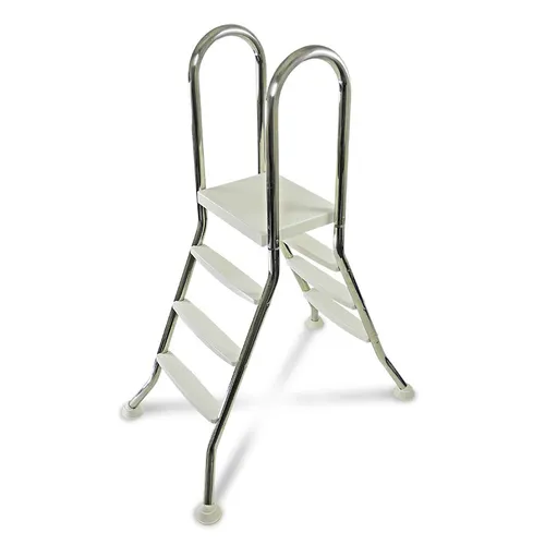 Hochbeckenleiter Edelstahl V2A 2x 3 Stufen + Plattform bis 1,00 m Pool Leiter