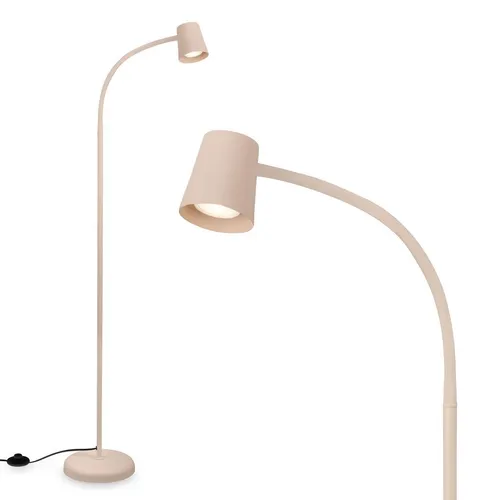 BRILONER Stehleuchte mit Fußschalter, 127,5 cm, beige - Moderne Stehlampe mit schwenkbarem Kopf für gezielte Beleuchtung, ideal für Wohn- oder Arbeitsräume. Kompatibel mit GU10-Leuchtmitteln bis 9W für individuelle Lichtstimmungen.